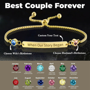 Love You Forever - Personalized Couple Birthstones Bracelet