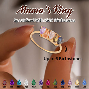 Personalized Grandma Mom 1-6 Birthstones Family Dainty Ring