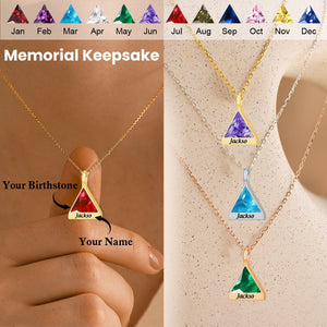 Personalized Memorial Birthstone Triangle Name Necklace