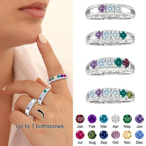 Personalized Family 1-7 Birthstones Ring-Gift For Mom