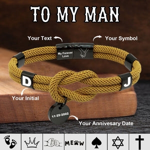 To My Man - Personalized Custom Text Love Knot Bracelet