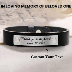 Personalized Custom Memorial Text Leather Adjustable Bracelet