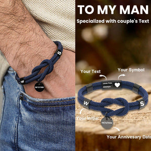 To My Man - Personalized Custom Text Love Knot Bracelet