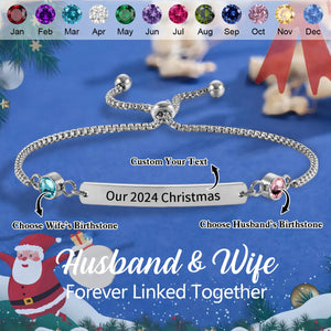 Love You Forever - Personalized Couple Birthstones Bracelet