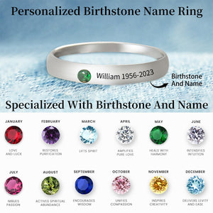 Personalized Name Birthstone Stackable Memorial Unisex Ring