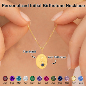 Personalized Memorial Birthstone Initial Necklace - Gift For Christmas