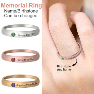 Personalized Name Birthstone Stackable Memorial Unisex Ring