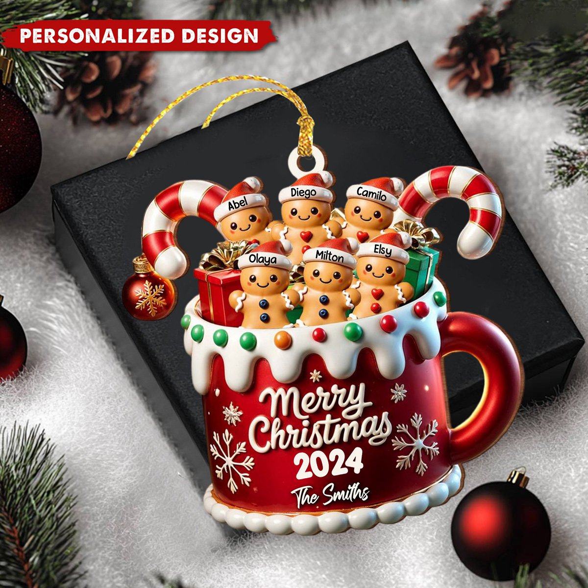 Merry Christmas Cookie Man Family-Customized Cute Ornament-Gifts For Family