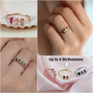 Personalized Grandma Mom Family 1-6 Birthstones Ring - Gift For Christmas