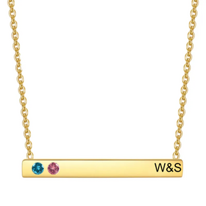 Personalized Double Birthstones Name Bar Necklace