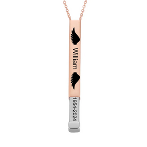 Personalized Custom Name&Date Memorial Wing Bar Necklace