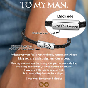 To My Man - Personalized Couples Braided Rope Bracelet