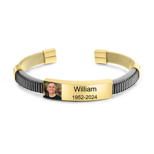 Personalized Custom Engraved Photo & Name Memorial Bracelet