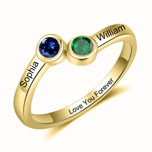 Personalized Name 2 Birthstones Love Promise Ring