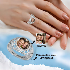 Personalized Custom Text Upload Photo Sterling Silver Ring