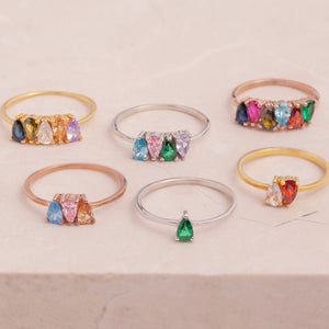 Personalized Grandma Mom 1-6 Birthstones Family Dainty Ring