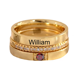 Personalized Name Birthstone Stackable Memorial Ring