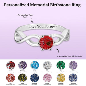 Personalized Birthstone Name Memorial Ring