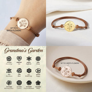 Personalized Grandma Mom 1-5 Family Birthflowers Bracelet