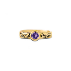 I'm a Wife to a Husband Personalized Circle Wings Memorial Birthstone Ring