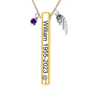 Personalized Wing Birthstone Memorial Urn Necklace