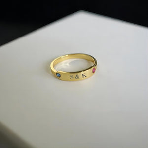 Personalized Minimalist Custom Birthstone Couple Ring