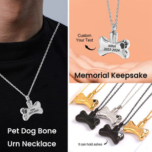 Personalized Memorial  Pet Dog Bone Urn Necklace - Gift For Pet Lovers