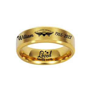 In Loving Memory Personalized Memorial Keepsake Comfort Fit Ring