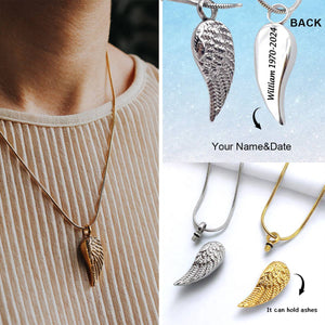 Personalized Memorial Custom Text Wing Urn Necklace Ashes Keepsake