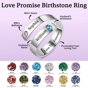 Personalized Name Birthstone Love Promise Adjustable Ring