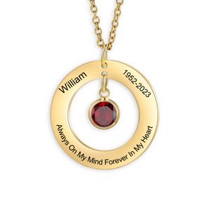 Personalized Birthstone Circle Memorial Necklace