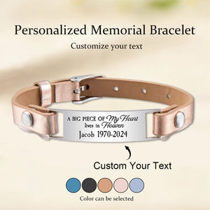 Personalized Engraved Memorial Text Personalized Leather Bracelet