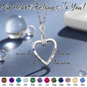 Personalized Double Birthstones Couple Heart Necklace