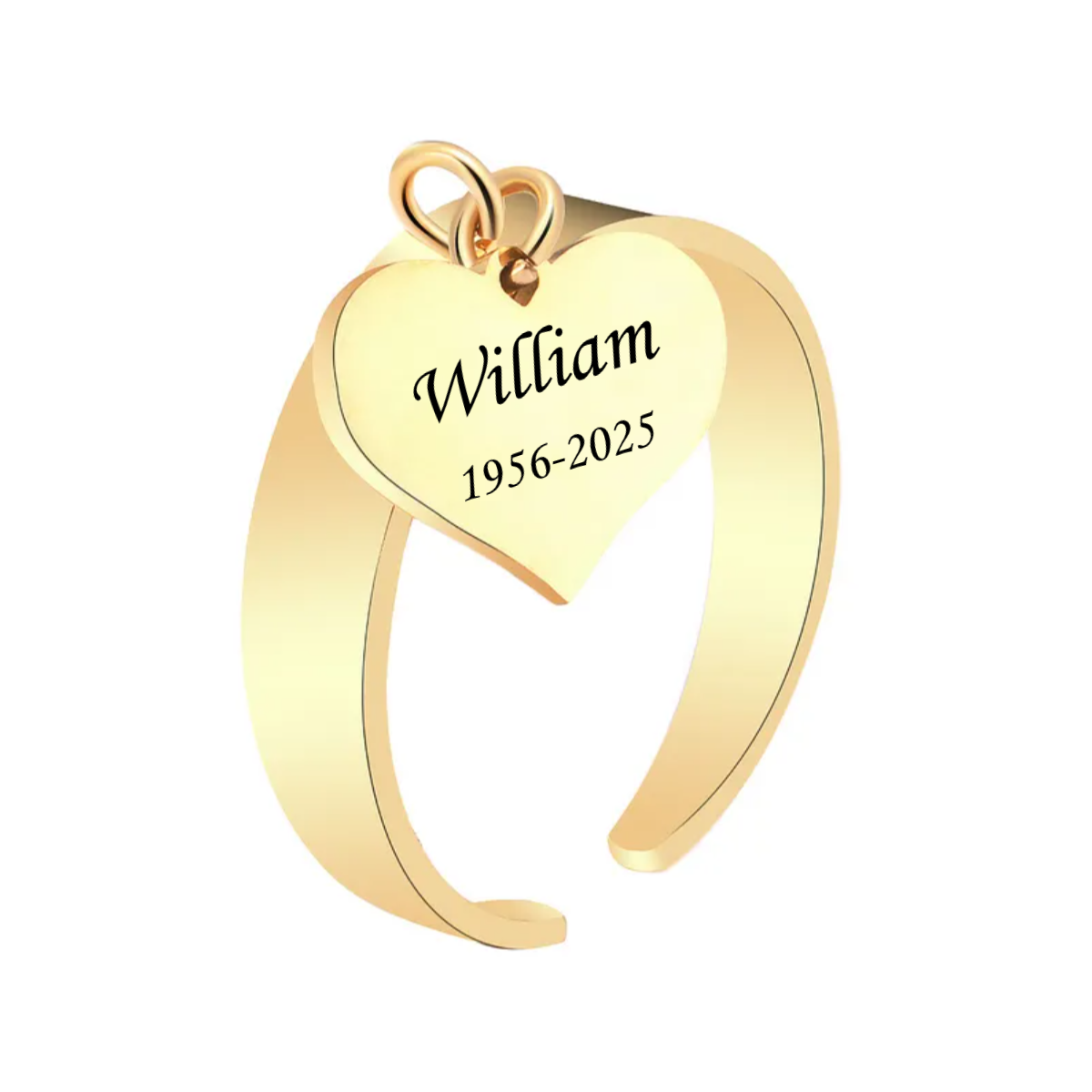 Personalized Custom Name&Date Memorial Adjustable Ring