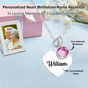 Personalized Heart Lock Birthstone Name Memorial Necklace