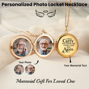 Personalized Engraved Photo Text Locket Memorial Necklace