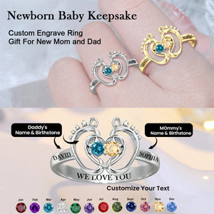 Personalized Baby's First Christmas Birthstones Ring