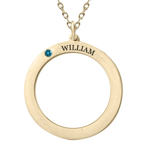 Personalized Birthstone Name Circle Memorial Necklace