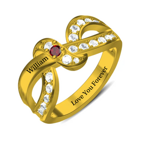 Personalized Birthstone Name Memorial Ring