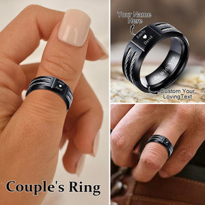 Personalized Custom Name & Text Promise Black Ring - Gift For Couple