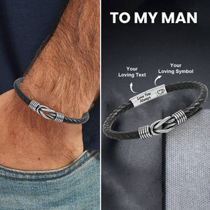 To My Man - Personalized Custom Symbol&Text Leather Bracelet