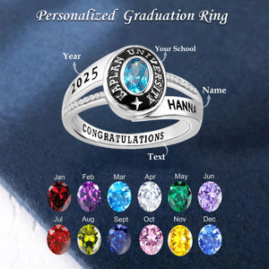 Sterling Silver Graduation Class Ring | Custom High School and College Signet Ring