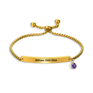 Personalized Birthstone Text Memorial Bracelet