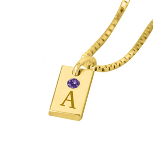 Personalized Birthstone Initial Tag Necklace , Loss of Dad Gift for Daughter