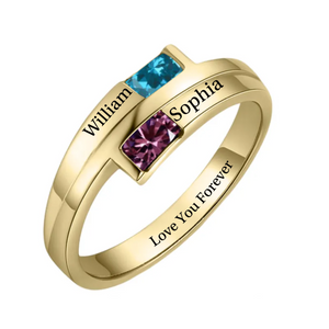 Personalized Love Promise Birthstone Name Ring