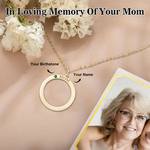 Personalized Birthstone Name Circle Memorial Necklace