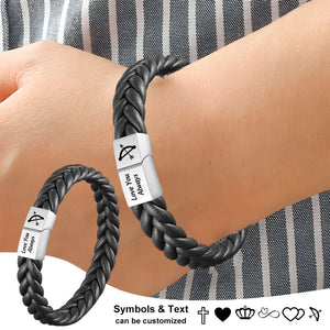 To My Man - Personalized Custom Symbol&Text Leather Bracelet