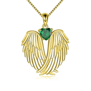 Personalized Angel Wings With Birthstone Memorial Necklace