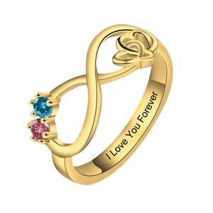 Personalized Double Birthstones Name Love Promise Ring