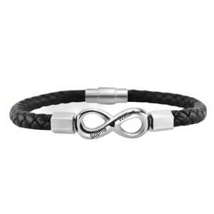 To My Man,Personalized Couple Names Infinity Leather Bracelet